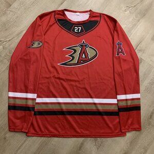 Anaheim Ducks Los Angeles Angels Men's XL Mike Trout Hockey SGA Jersey #27 Red